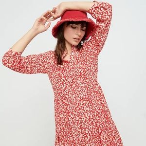 J Crew Red Shirtdress in Tossed Bouquet Print